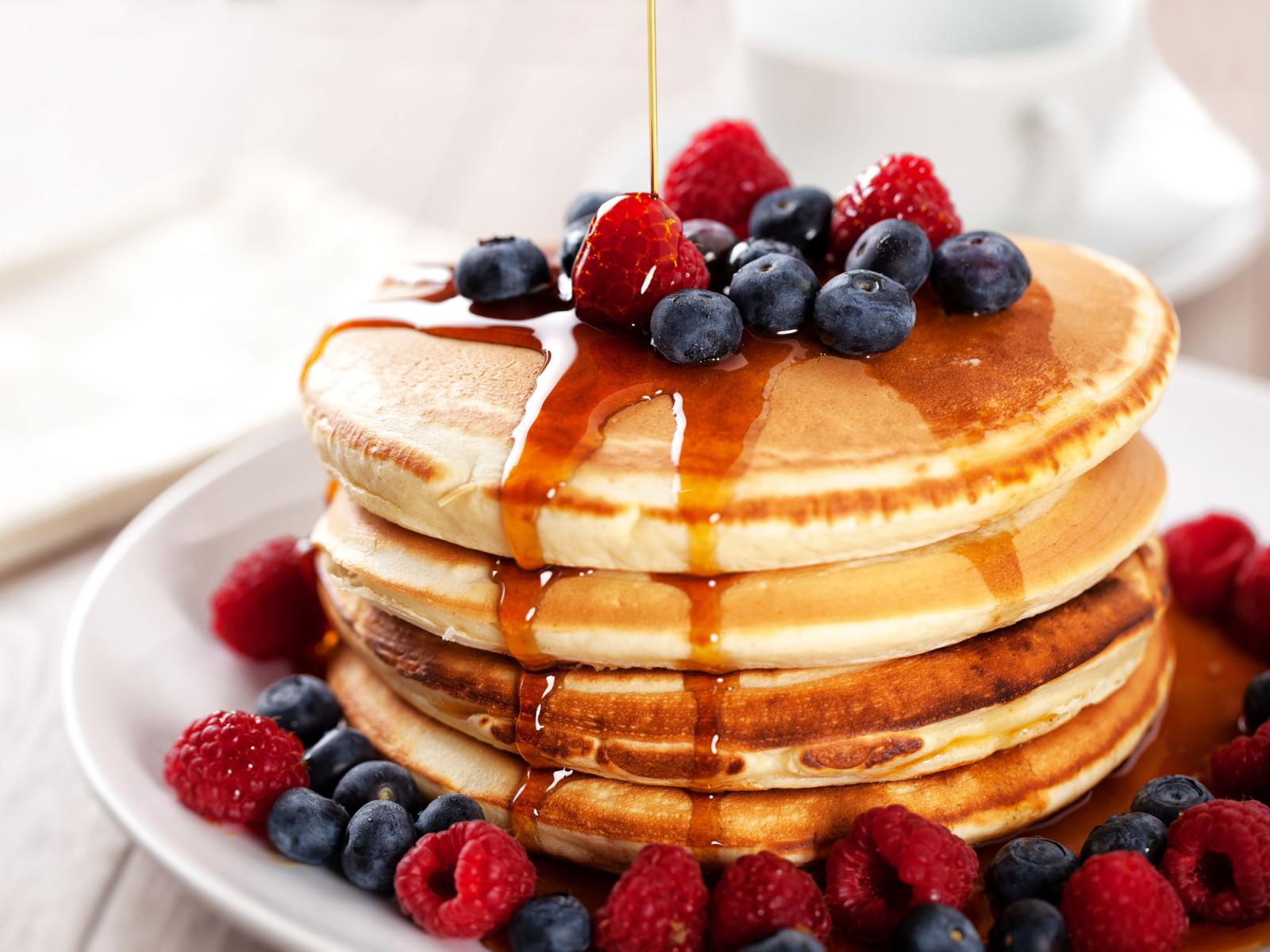 Plate with delicious buttermilk pancakes